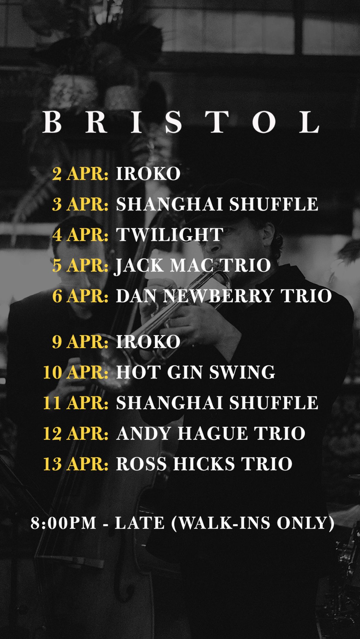 April's Music Line Up Confirmed.